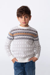 Boy's Patterned Winter Knit Sweater Pullover