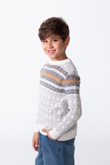 Boy's Patterned Winter Knit Sweater Pullover