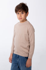 Boy's Plain Slim Fit Long Sleeve Round Pullover