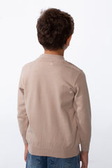 Boy's Plain Slim Fit Long Sleeve Round Pullover