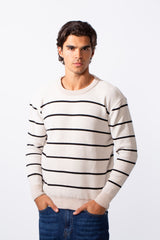 Men's Round Neck Slim Fit Striped Long Sleeve Pullover