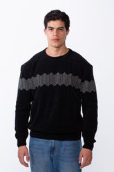 Men's Slim Fit With Stripe On Chest Long Sleeve Round Neck Comfy Pullover