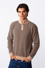 Men's Half Front Zip Slim Fit Knitted Pullover