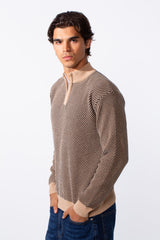 Men's Half Front Zip Slim Fit Knitted Pullover