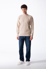 Men's Waffle-Knit Breathable Fabric Ribbed Crew Neck Long Sleeves Casual Wardrobes Pullover