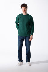 Men's Waffle-Knit Breathable Fabric Ribbed Crew Neck Long Sleeves Casual Wardrobes Pullover