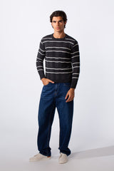 Men's Striped Slim Fit Breathable Material Pullover