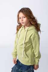 Girl's Slim Fit Hooded Designed Soft Ribbed Texture Cozy Feel Long Sleeves Relaxed Fit Perfect Everyday Casual Sweatshirt