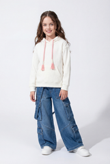 Girl's Slim Fit Soft Ribbed Texture Cozy Feel Long Sleeves Relaxed Fit Everyday Casual Hood Sweatshirt