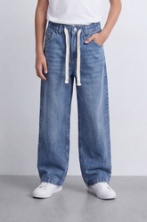 Boy's Tomato Store Boyfriend Denim Jeans Pants With Elastic Waistband And Drawstring Detail