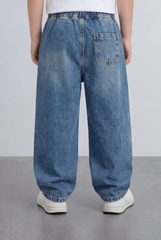 Boy's Tomato Store Boyfriend Denim Pants Elastic Waist Draw Cord Detail Classic Five Pocket Style Soft Washed Fabric