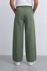 Girl's Tomato Store Wide Leg Pants Twill Pants High Rise Waist Front Pleat Detail