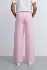 Girl's Tomato Store Wide Leg Pants Twill Pants High Rise Waist Front Pleat Detail