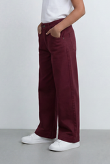Girl's Tomato Store Wide Leg Pants Twill Pants High Rise Waist Front Pleat Detail