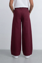 Girl's Tomato Store Wide Leg Pants Twill Pants High Rise Waist Front Pleat Detail