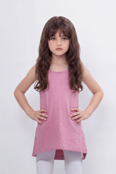 Girl's Tomato Store Soft Cotton Tunic Top Butterfly Crochet Back Detail Double Strap