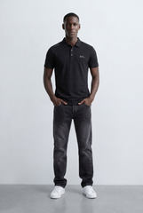 Men’s Tomato Store Minimal Logo Polo Subtle Chest Branding Clean Three Button Placket T-Shirt