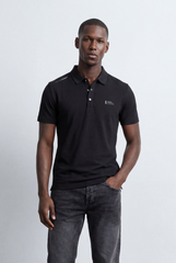 Men’s Tomato Store Minimal Logo Polo Subtle Chest Branding Clean Three Button Placket T-Shirt
