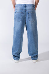 Men's Classic Jeans With Elasticated Waistband Drawstrings For Custom Comfy Fit Wide Leg Pants