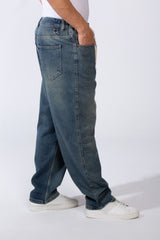 Men's Classic Jeans With Elasticated Waistband Drawstrings For Custom Comfy Fit Wide Leg Pants