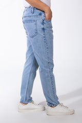 Men's Mid-Wash Tapered Jeans Tailored Look Five Pocket Design Boyfriend Versatile Denims Pants