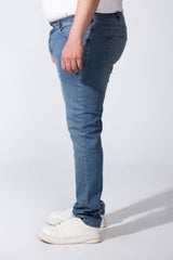 Men's Buttons Closure Belt Loops With Front And Back Pockets Big Size Fit Denim Fabric Casual Jeans Pants