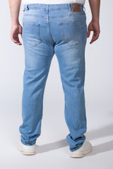 Men's Denim Fabric Belt Loops Buttons Closure Casual Design For Big Size Comfy Every Day Wear Jeans Pants