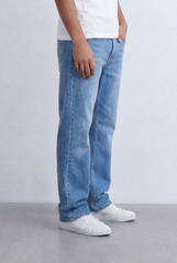 Men's Five Pockets Light Wash Regular Fit Jeans Pants Staple For Casual Wardrobe