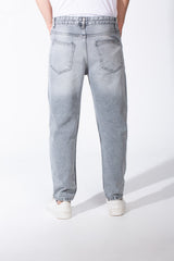Men's Acid Wash Boyfriend Denim Patch Detail Bold Versatile Pants