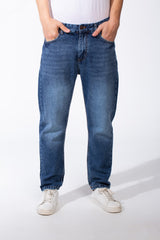 Men's Acid Wash Boyfriend Denim Patch Detail Bold Versatile Pants
