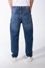 Men's Acid Wash Boyfriend Denim Patch Detail Bold Versatile Pants