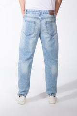 Men's Acid Wash Five Pockets Boyfriend Fit Denim Jeans Pants