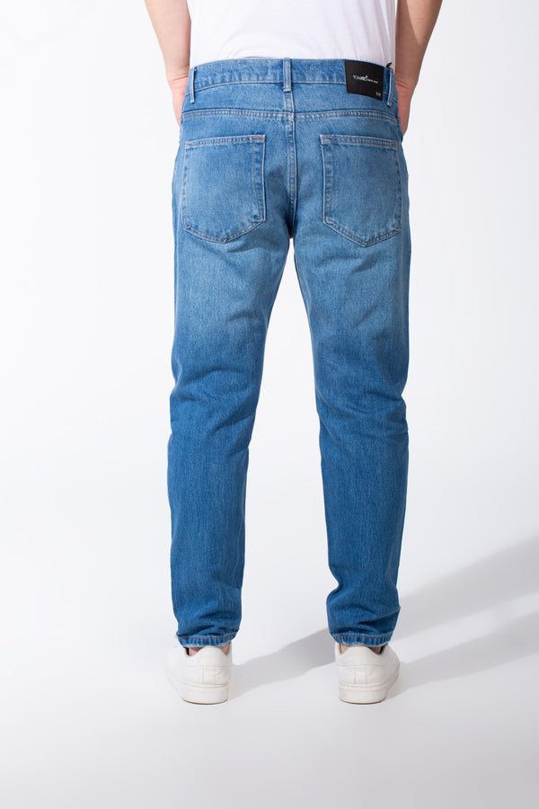 Men's Medium Wash Denim Jeans Five Pockets Practical Boyfriend Pants