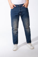 Men's Medium Wash Denim Jeans Five Pockets Practical Boyfriend Pants