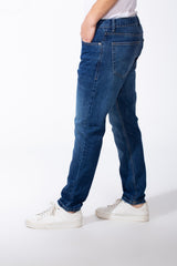 Men's Medium Wash Denim Jeans Five Pockets Practical Boyfriend Pants