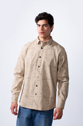 Men's Long Sleeve Classic Neck Jakar Unique Marble Pattern Regular Fit Textured Casual Shirt