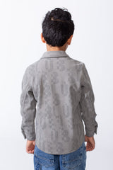 قميص صبيان ضيق Slim Fit بأكمام طويلة، كلاسيكي، بنسيج محكم وأزرار