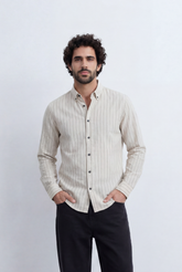 Men’s Tomato Store Slim Stripe Shirt Contrast Button Detail Vertical Line Pattern
