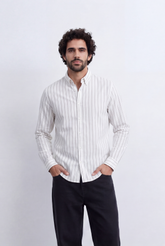 Men's Regular Fit Vertical Stripe Shirt Refined Long Sleeve Design for a Polished Everyday Appearance Tomato Store