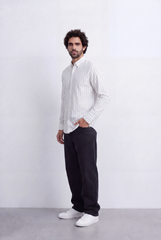 Men's Regular Fit Vertical Stripe Shirt Refined Long Sleeve Design for a Polished Everyday Appearance Tomato Store