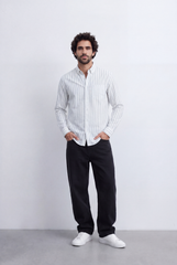 Men's Regular Fit Vertical Stripe Shirt Refined Long Sleeve Design for a Polished Everyday Appearance Tomato Store