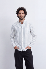 Men's Regular Fit Vertical Stripe Shirt Refined Long Sleeve Design for a Polished Everyday Appearance Tomato Store