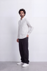 Men's Regular Fit Vertical Stripe Shirt Refined Long Sleeve Design for a Polished Everyday Appearance Tomato Store