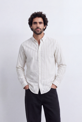 Men's Regular Fit Vertical Stripe Shirt Refined Long Sleeve Design for a Polished Everyday Appearance Tomato Store