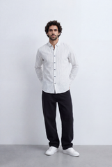 Men’s Tomato Store Refined Pinstripe Essential Crisp Linear Design Elevated Button Front