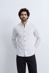 Men’s Tomato Store Refined Pinstripe Essential Crisp Linear Design Elevated Button Front