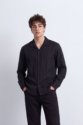 Men's Tomato Store Soft Woven Shirt Open Collar Long Sleeve Button Front Clean Minimal Design Regular Fit