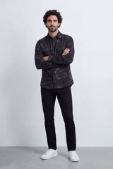 Men’s Tomato Store Night Wash Utility Shirt Cloudy Distress Texture Covers Body Snap Button Front Regular Fit