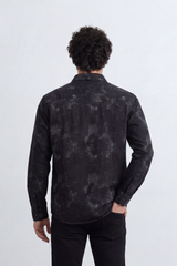 Men’s Tomato Store Night Wash Utility Shirt Cloudy Distress Texture Covers Body Snap Button Front Regular Fit