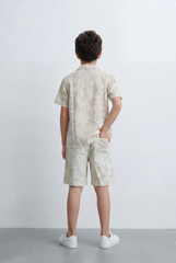 Boy’s Tomato Store Matching Resort Set Coordinated Short Sleeve Finished Tonal Tropical Print Outfit